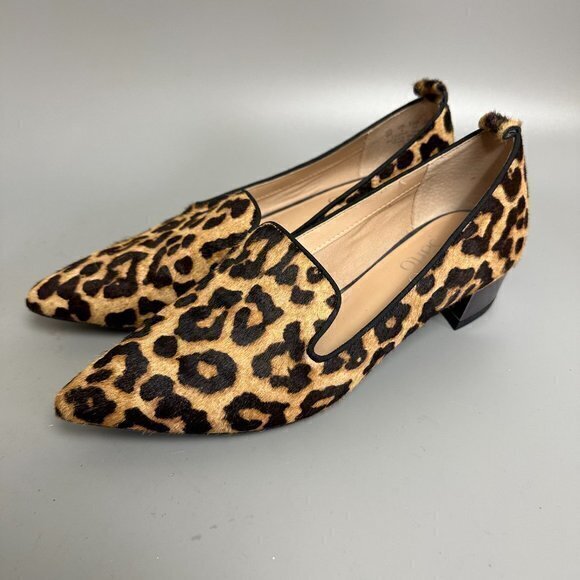 Franco Sarto shoes women 6M Vianna Cow Fur metallic block heel leopard pointy - Picture 2 of 9